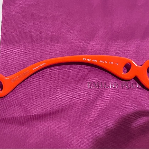Authentic Emilio Pucci 59mm Geometric Sunglasses Shiny Orange/Mirror Lens - Picture 13 of 17
